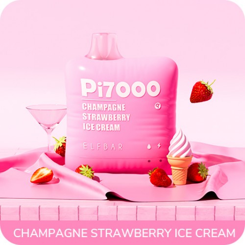 Одноразовая электронная сигарета — ELFBAR Pi7000 Champagne Strawberry Ice Cream