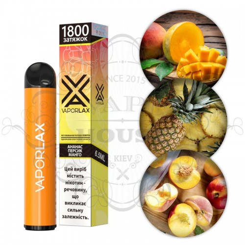 Одноразовая электронная сигарета — Vaporlax 1800 Ананас персик манго
