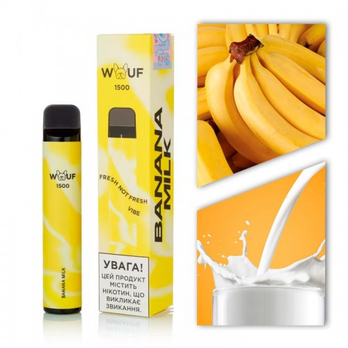 Одноразовая электронная сигарета — WOUF 1500 Banana Milk