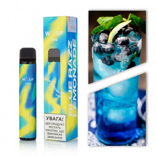 Одноразовая электронная сигарета — WOUF 1500 Blue Razz Lemonade